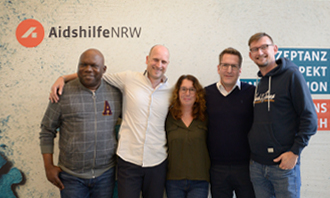 Vorstand der Aidshilfe NRW e.V.: Pierre Mayamba,Willehad Rensmann, Birgit Körbel, Arne Kayser, Maik Schütz
